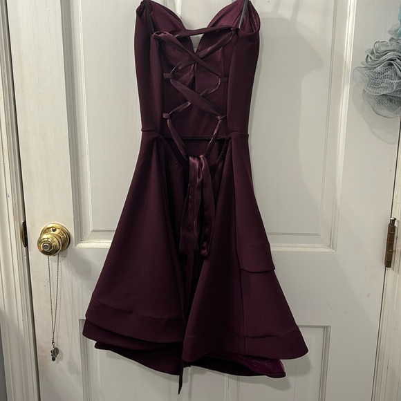 Maroon Skater Strapless Dress - Picture 3 of 3